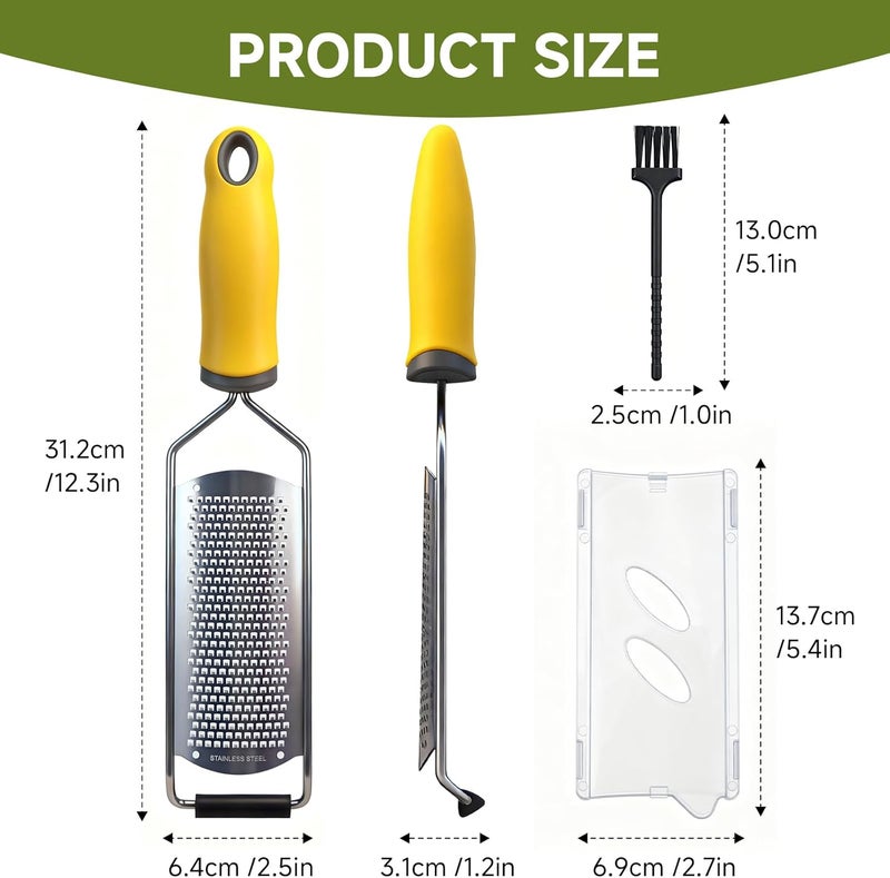BOKKY Cheese Grater Handheld & Lemon Zester with Handle, Stainless Steel Citrus Zester for Parmesan Garlic Ginger (Black) - Image 2